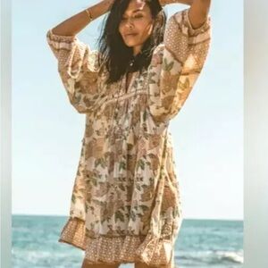 Cleobella Magdalena Mini Dress Large Boho Tassel Organic Cotton Prairie B22